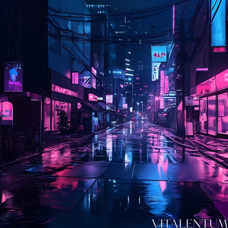 AI ART Dreamy Neon-Lit City Street at Night