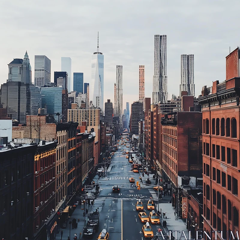 AI ART Urban Cityscape with Skyscrapers and Street View