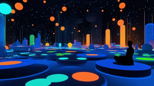 Surreal Neon Meditation Landscape