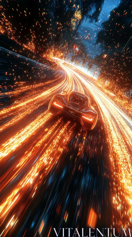 High-Speed Night Car Ride AI Image