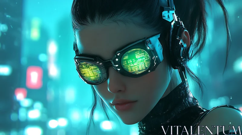 Cyberpunk Woman with Advanced Technology Gear AI Image