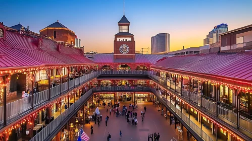 Evening Market Scene in the City