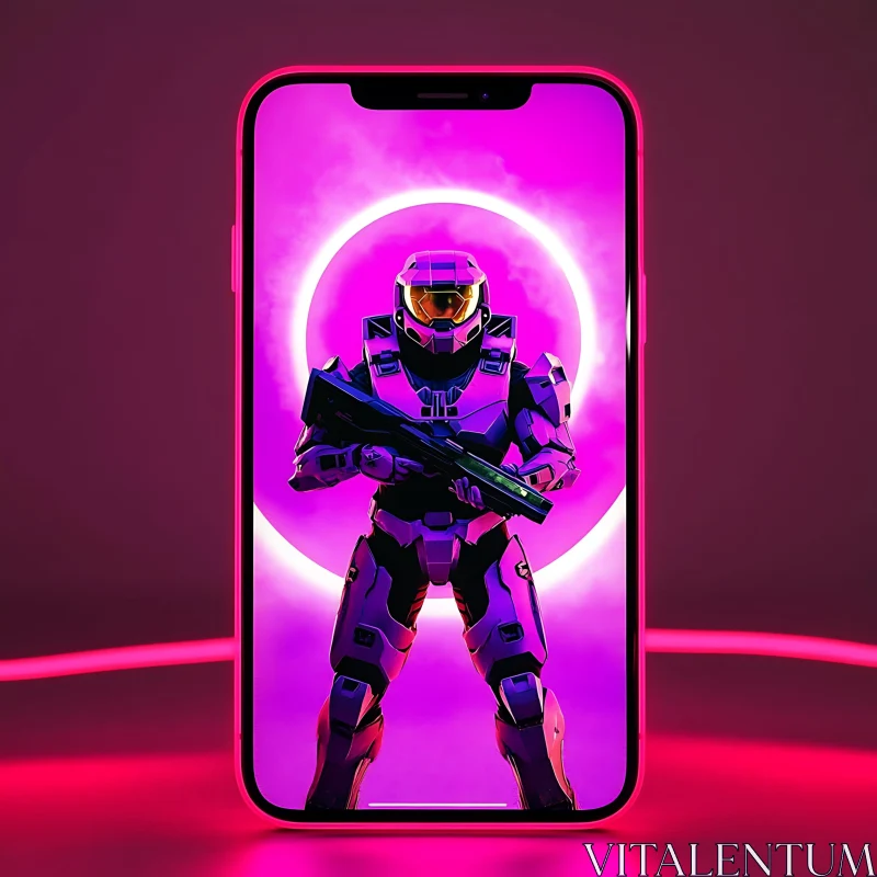 AI ART Armored Sci-fi Warrior in Neon Glow