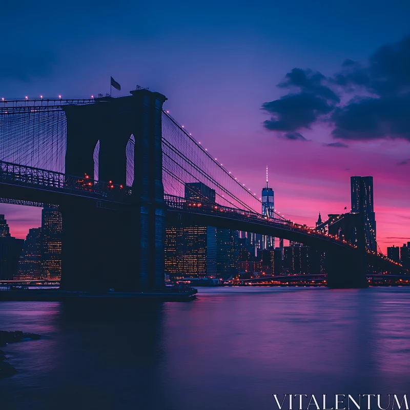 City Skyline at Twilight with Bridge AI Image