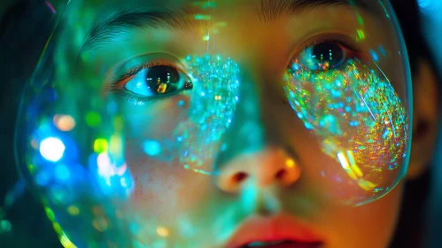 Surreal Eyes with Colourful Light Reflections