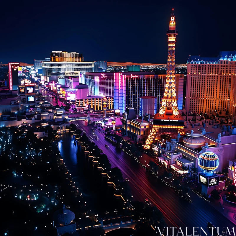 Illuminated Las Vegas by Night AI Image