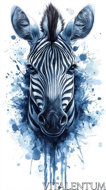 Zebra in Watercolor Art AI Image