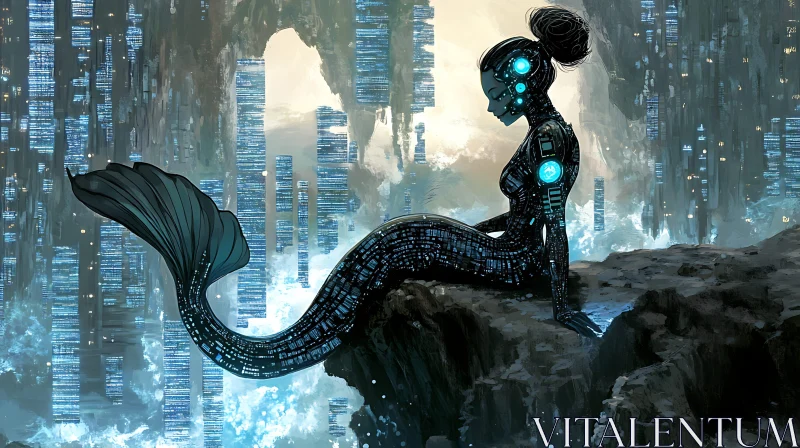 Fantasy Meets Technology: Cybernetic Mermaid AI Image