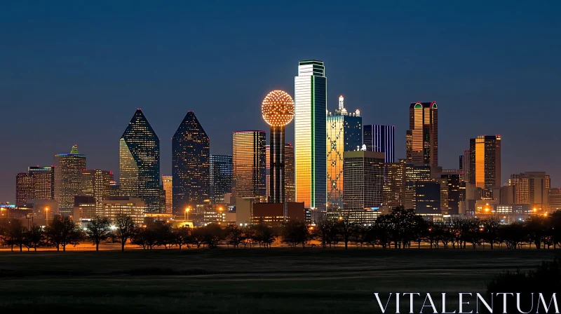 Urban Nightscape with Vibrant Building Lights AI Image