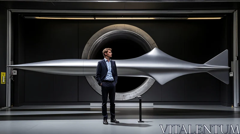 Innovative Aerodynamic Design in High-Tech Wind Tunnel AI Image