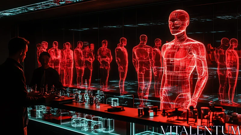 AI ART High-Tech Digital Lab with Human Holograms