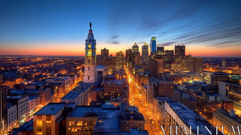 Breathtaking Urban Skyline at Sunset AI Image