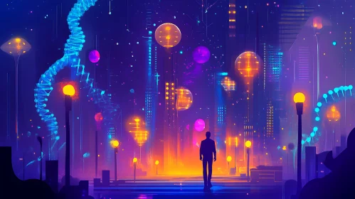 Neon Illuminated Futuristic Night City