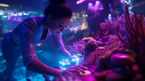 Mystical Underwater Scene with Coral Interaction