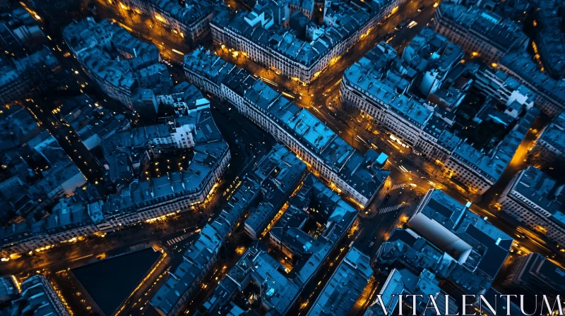 Urban Nightscape Aerial View AI Image