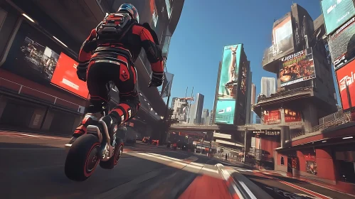 Speeding through a Cyberpunk City on a Monowheel Motorcycle