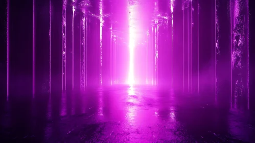 Ethereal Purple Corridor with Mysterious Light