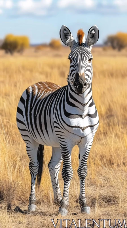 Zebra Stands Proud in Sunlit Plains AI Image