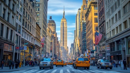 Urban Life in NYC with Iconic Skyline