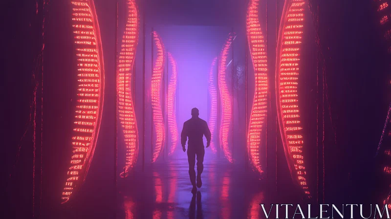 Neon-lit Futuristic Walkway AI Image