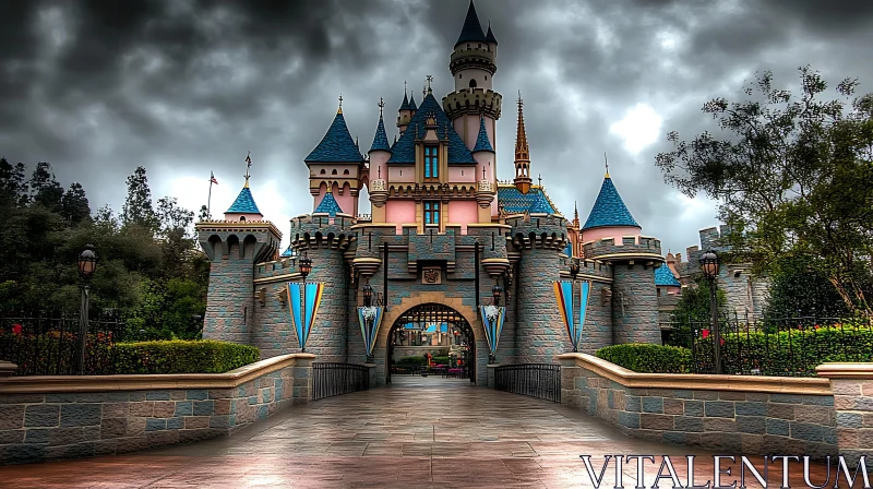 Enchanting Fantasy Castle with Arched Entrances AI Image