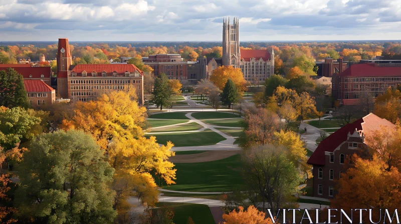 University Campus Aerial Autumn AI Image