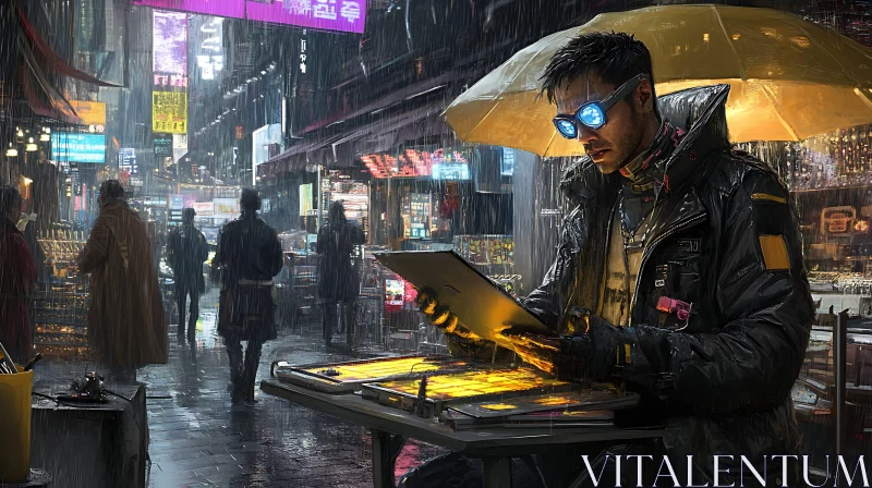 AI ART Futuristic Cyberpunk Scene with Neon Market