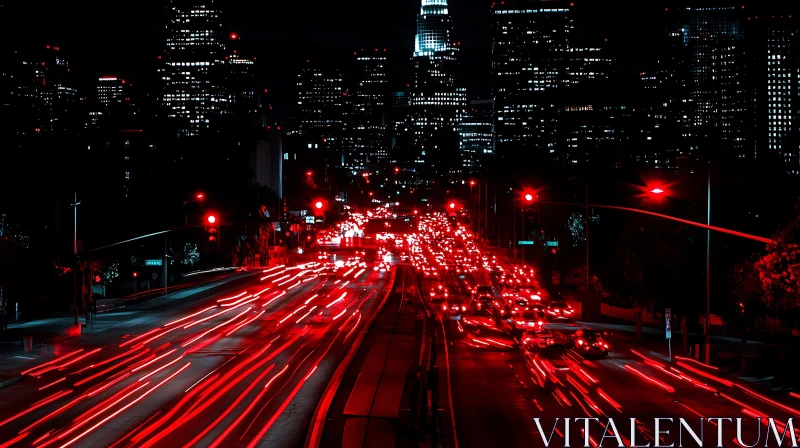 Urban Nightlife and Traffic Motion AI Image