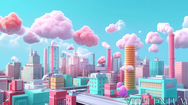 AI ART Whimsical Urban Landscape with Pastel Architecture