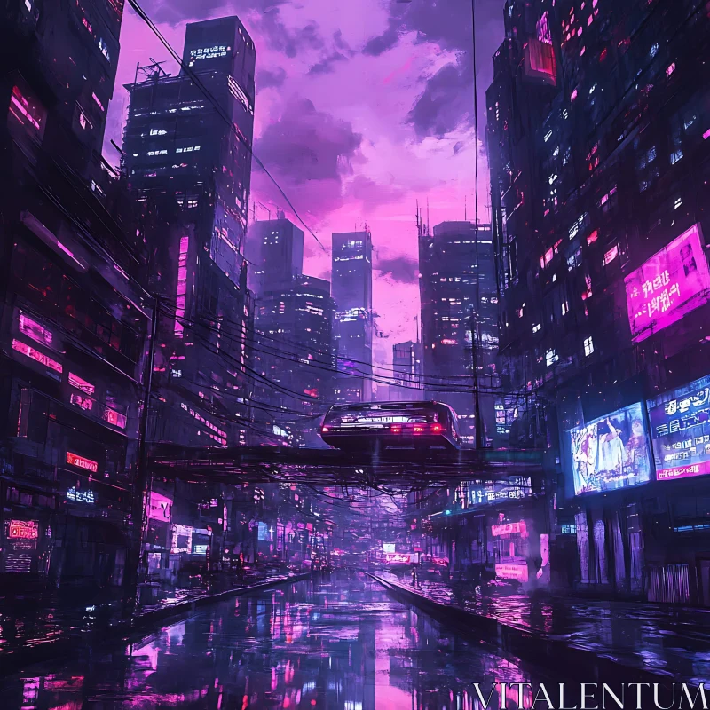 AI ART Cyberpunk Night City with Neon Skyscrapers