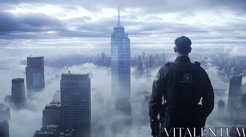 Cityscape with Fog and Officer