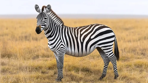 Zebra Grazing in the Grassland