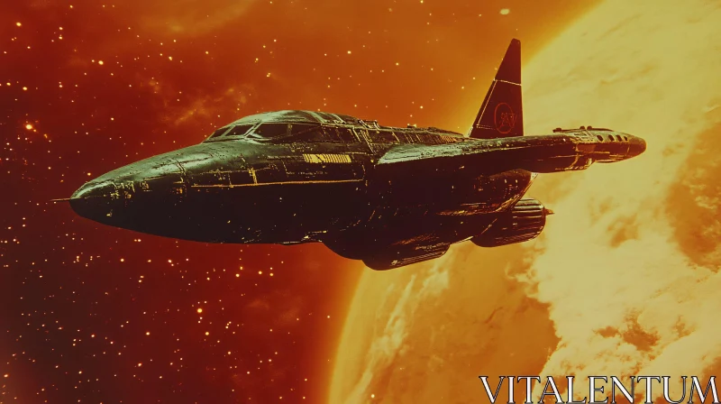 Advanced Sci-Fi Spaceship Amidst Stars