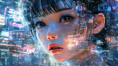 Digital Fusion of Cyberpunk and Portraiture