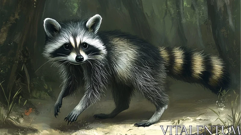 Raccoon in Woodland Setting