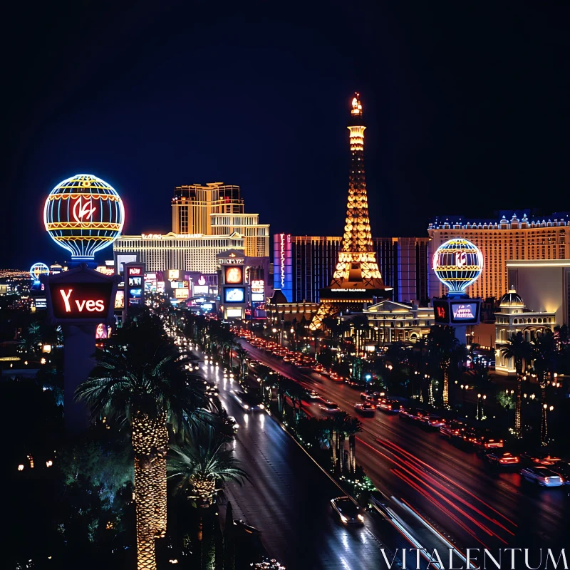 City Night View with Bright Illuminated Structures