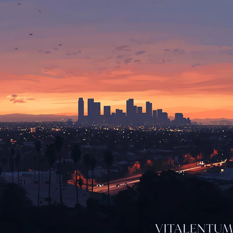 City Skyline Silhouette at Sunset