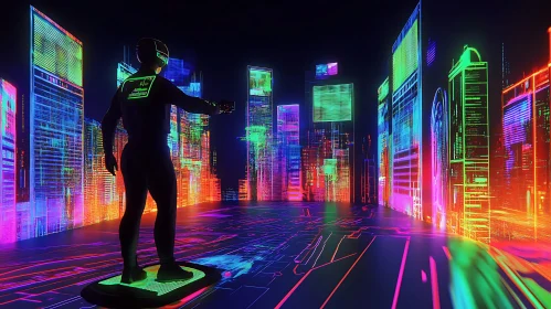 Cyberpunk VR Experience in Digital Neon City