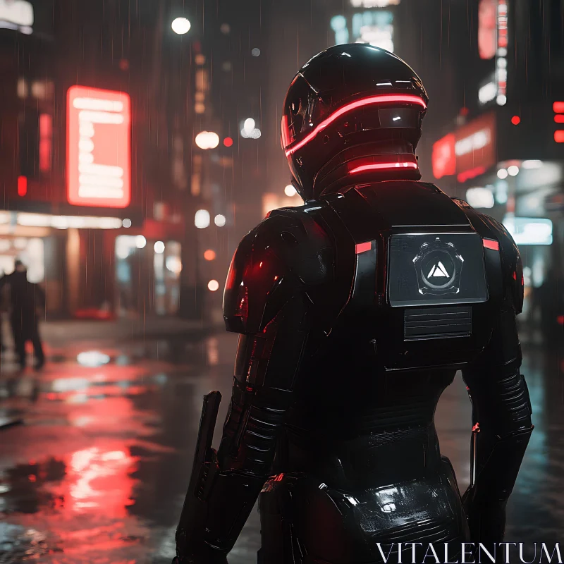 Neon-Slicked Night with Cyborg
