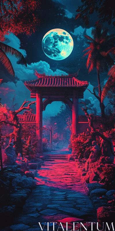 Ethereal Pathway Under Moonlit Sky