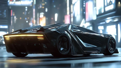 Sleek Futuristic Car in an Urban Context