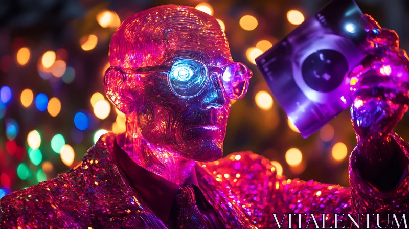 Neon Lit Cyborg Portrait