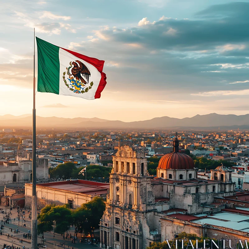 Historic Mexican Cityscape at Sunset