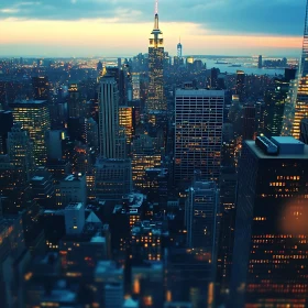 Illuminated Urban Landscape at Twilight
