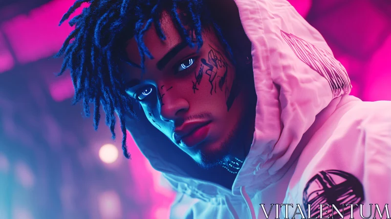 Urban Fashion Portrait Amidst Neon Lights