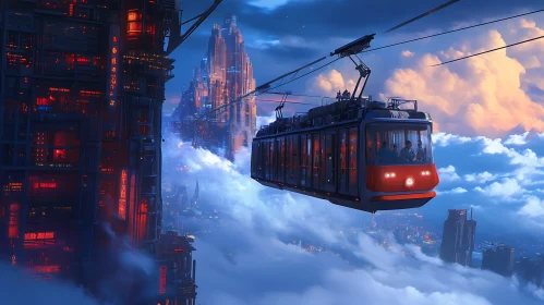 Skyward Journey Through Futuristic Cityscape