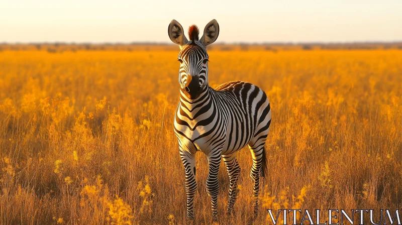 Majestic Zebra in Sunlit Grasslands AI Image