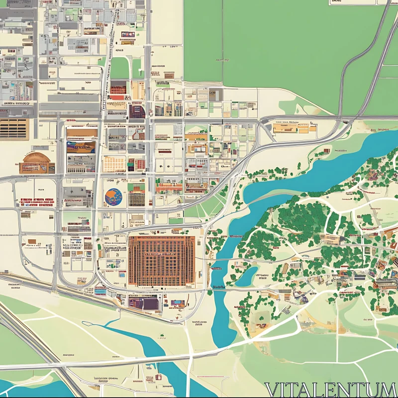 Comprehensive City Layout Map AI Image