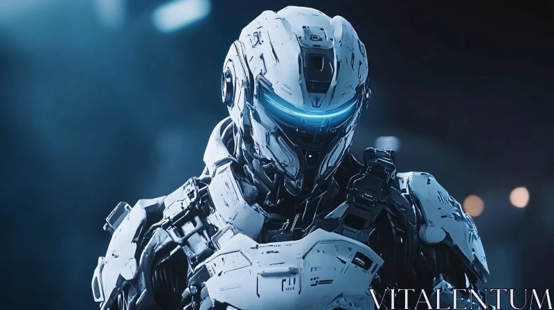 Advanced Cyborg with Futuristic Helmet AI Image