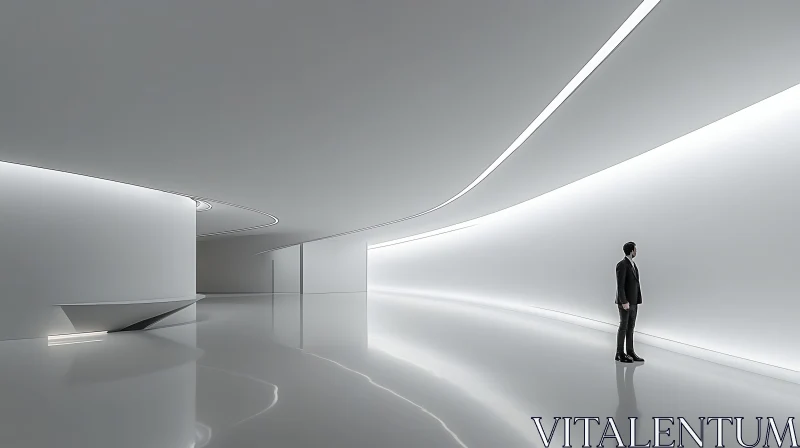 AI ART Sleek Modern Interior with Curved Architecture